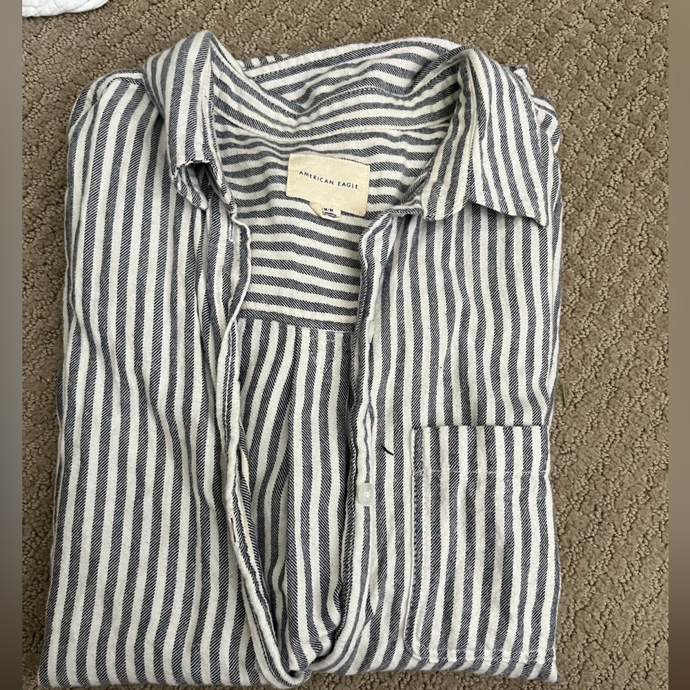 Blue & white striped button down